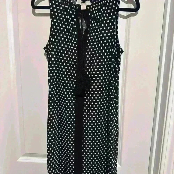 MICHAEL KORS Polka Dot Black & White Sleeveless Dress Tassel XS Women - Picture 3 of 4